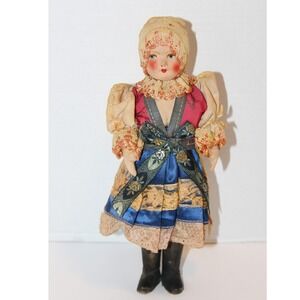 Vintage MCM European German Folk Art Costume Doll Composition Head & Cloth Body